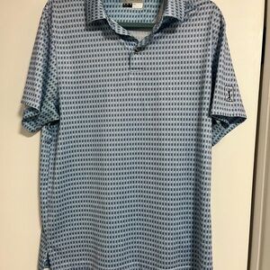 PGA Tour Blue Geometric Polo Shirt